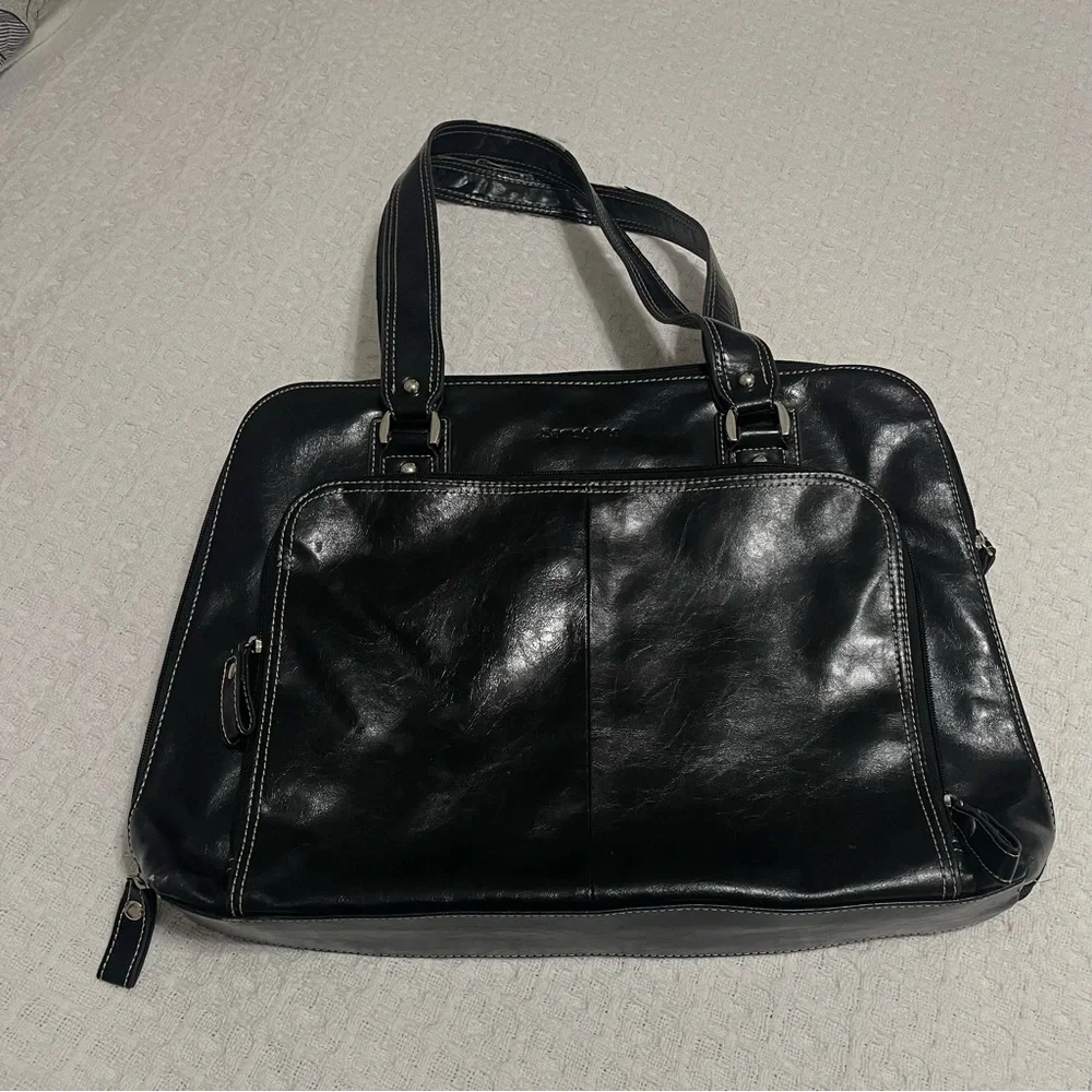 Samsonite‎ Black Leather Laptop Briefcase Tote